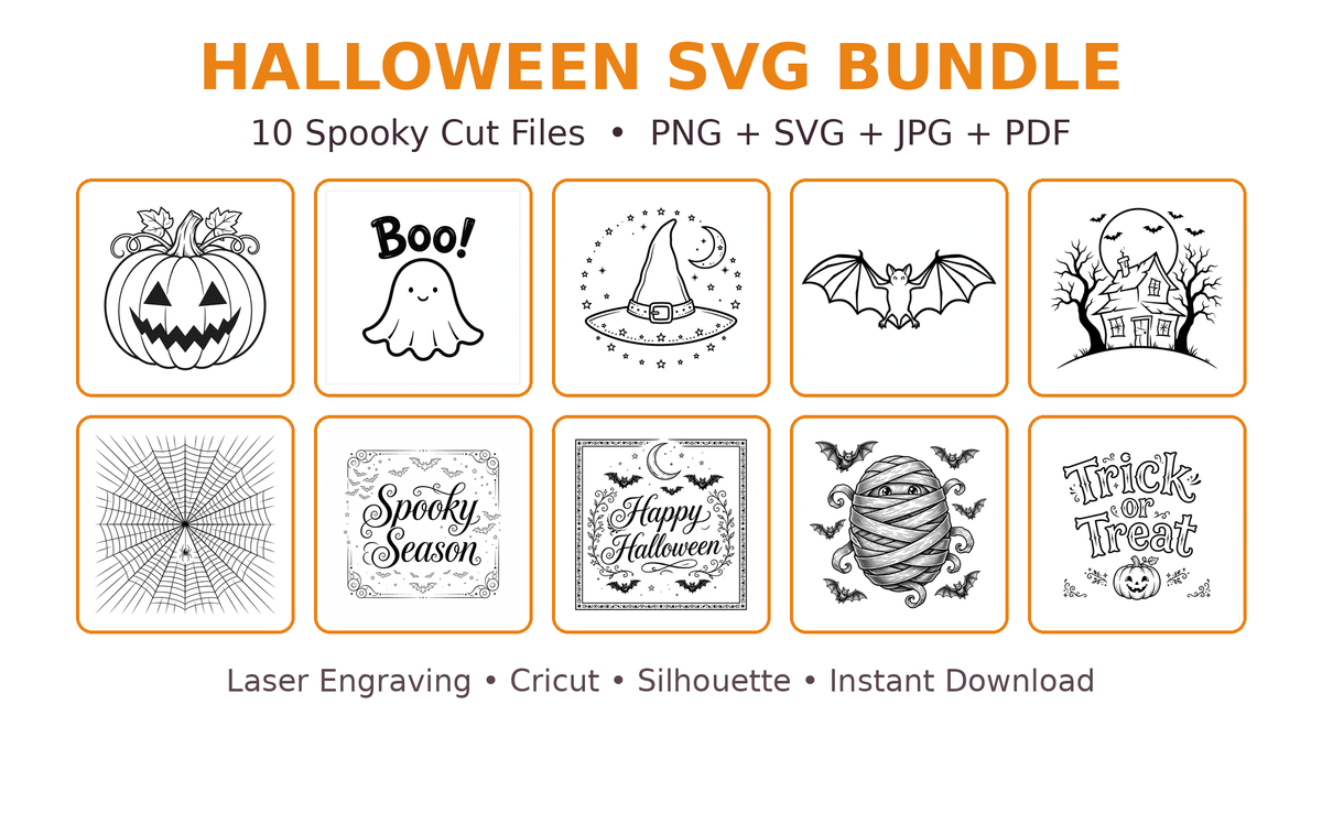 Halloween SVG Bundle, 10 Spooky Cut Files