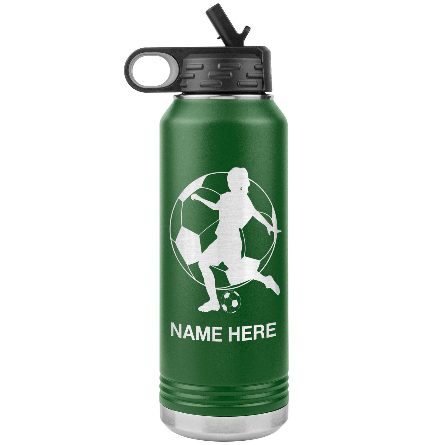 Custom Soccer Player With Name Water Bottle/Soccer Team Gift/Soccer Coach Water Bottle Gift/Laser Etched Insulated Water Bottle With Name