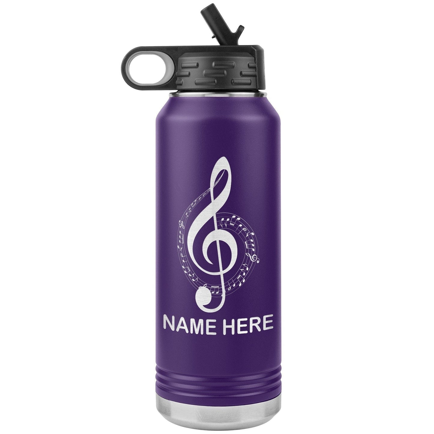 Custom Music Teacher Water Bottle: Laser Etched Stainless Steel, 32oz