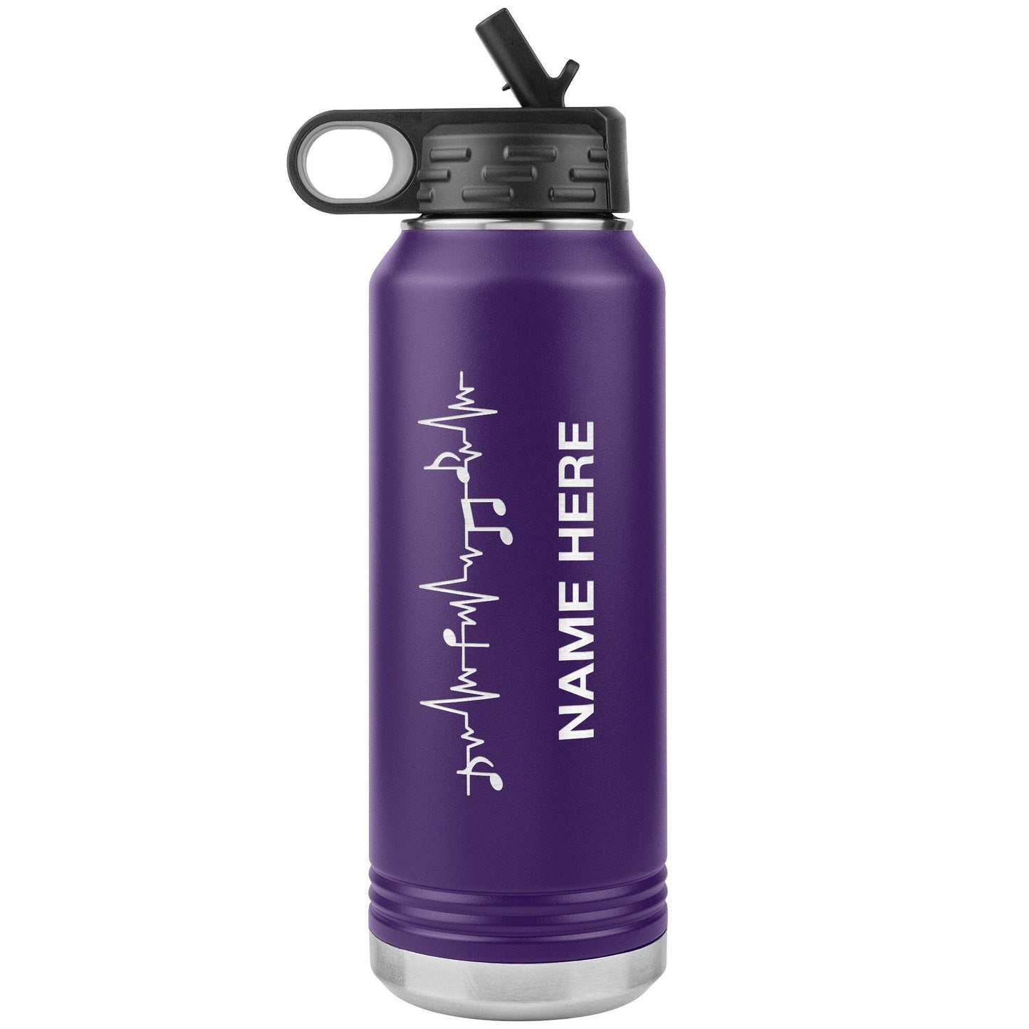 Custom Music Note Water Bottle: Laser Etched Stainless Steel, 32oz
