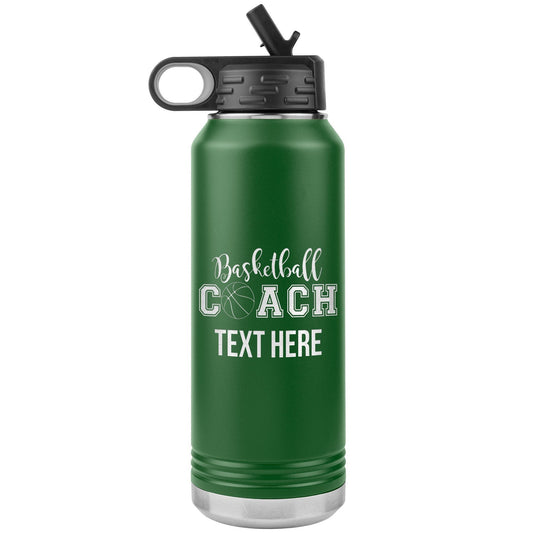 Personalized Basketball Water Bottles - Custom Engraved Stainless Steel Tumbler for Coaches & Players- Water Bottle Gift with Straw.