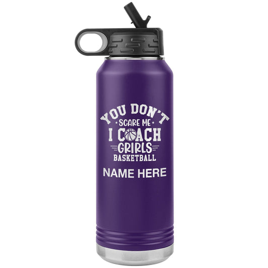 Custom Basketball Coach Water Bottle | 32oz Insulated Stainless Steel Tumbler | Personalized Laser Engraved Gift for Coaches and Athletes