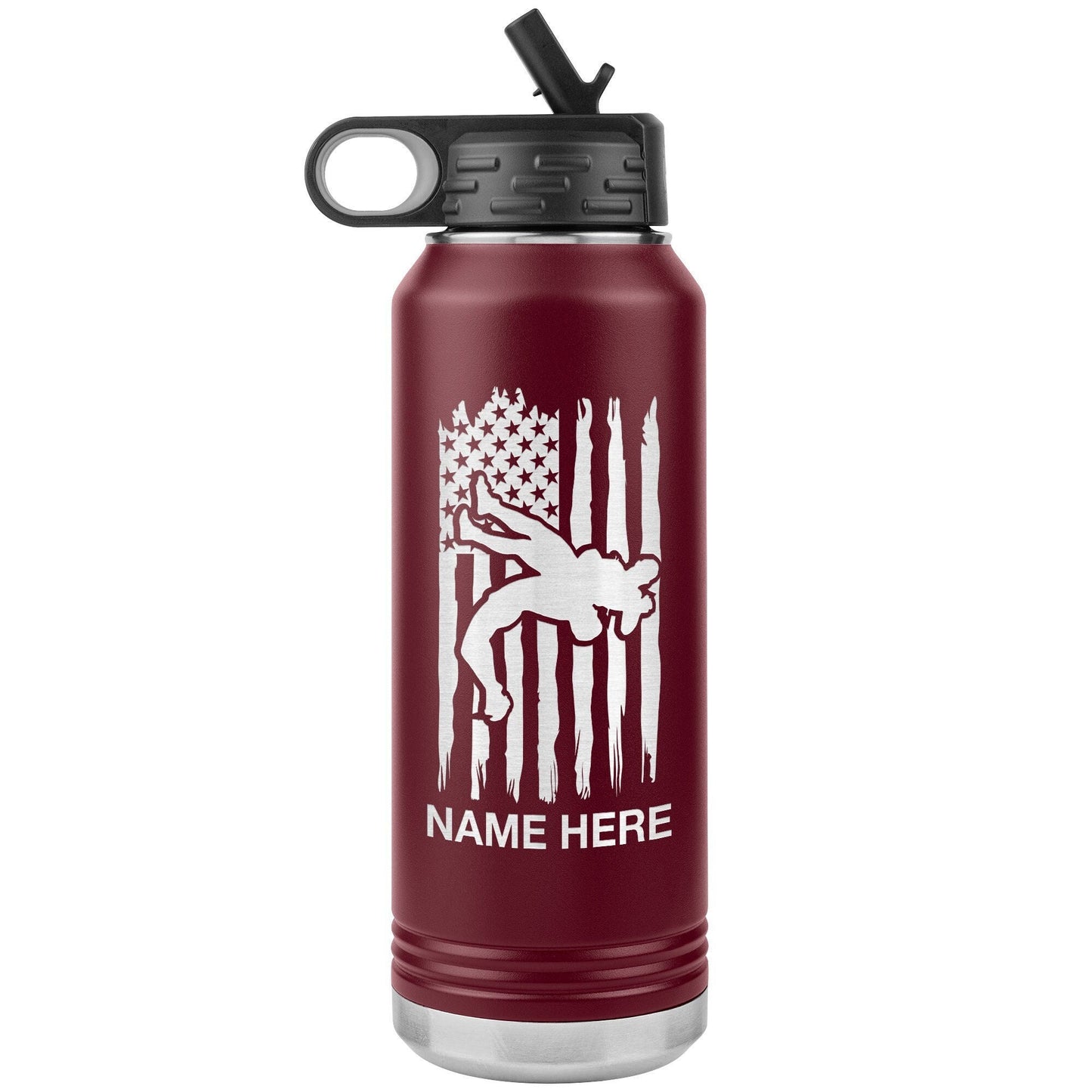 Custom Wrestling Player Water Bottle: Laser Etched Insulated Gift