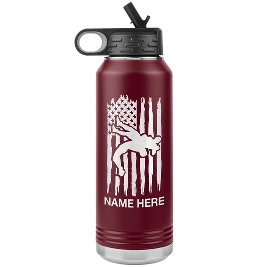Custom Wrestling Player Water Bottle: Laser Etched Insulated Gift