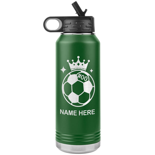 Custom Soccer Player With Name Water Bottle/Soccer Team Gift/Soccer Coach Water Bottle Gift/Laser Etched Insulated Water Bottle With Name