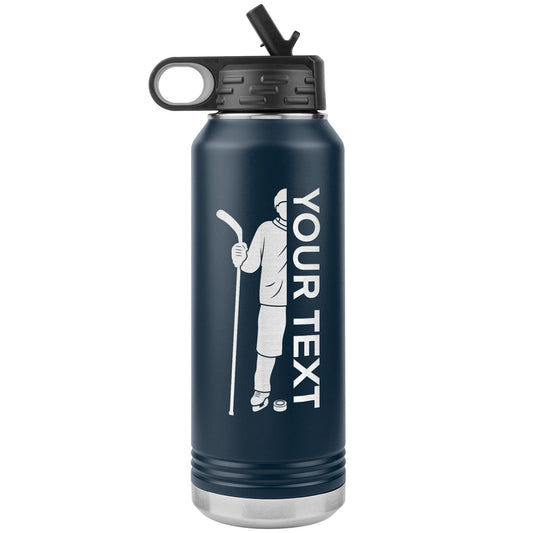 Custom Hockey Player Water Bottle: Laser Etched Insulated Tumbler