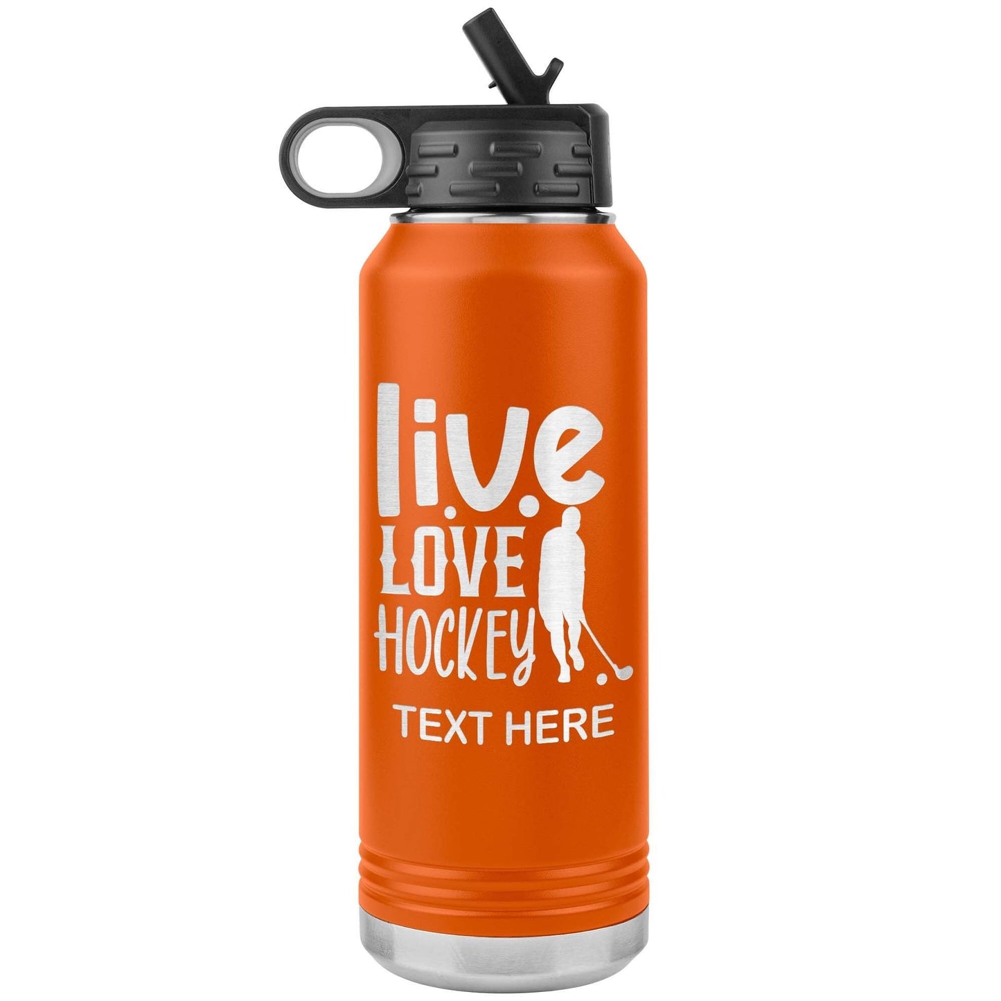 Custom Hockey Player Water Bottle: Laser Etched Insulated Tumbler