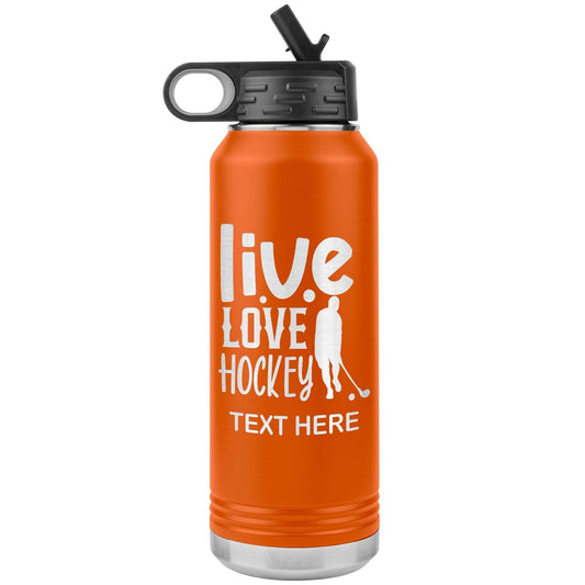 Custom Hockey Player Water Bottle: Laser Etched Insulated Tumbler