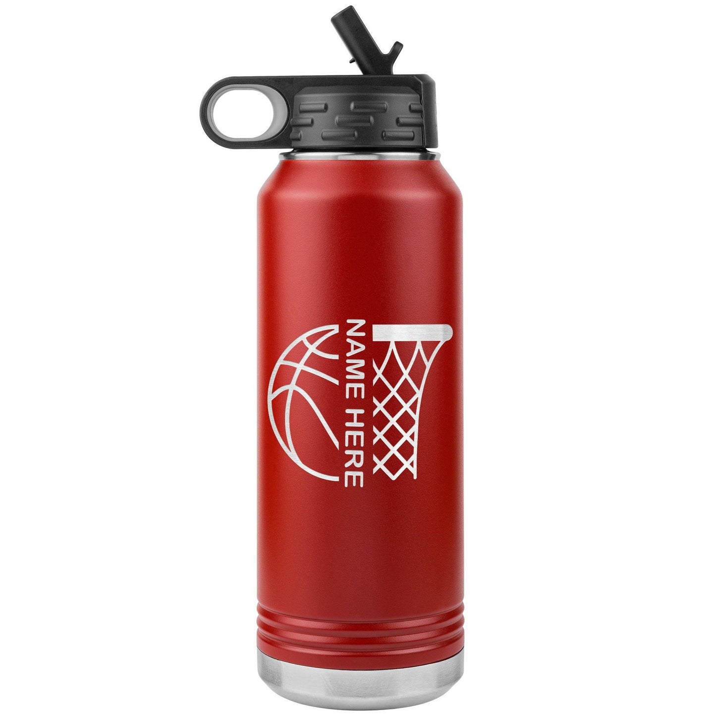 Personalized Basketball Coach Water Bottle | Laser Etched 32oz Insulated Tumbler | Custom Name Gift for Coaches & Team Members