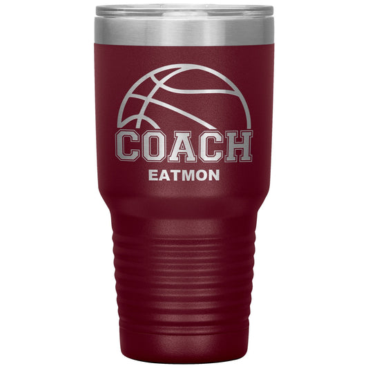 Custom Basketball Coach Water Bottle | 32oz Insulated Stainless Steel Tumbler | Personalized Laser Engraved Gift for Coaches and Athletes