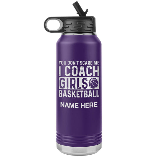 Custom Basketball Coach Water Bottle | 32oz Insulated Stainless Steel Tumbler | Personalized Laser Engraved Gift for Coaches and Athletes