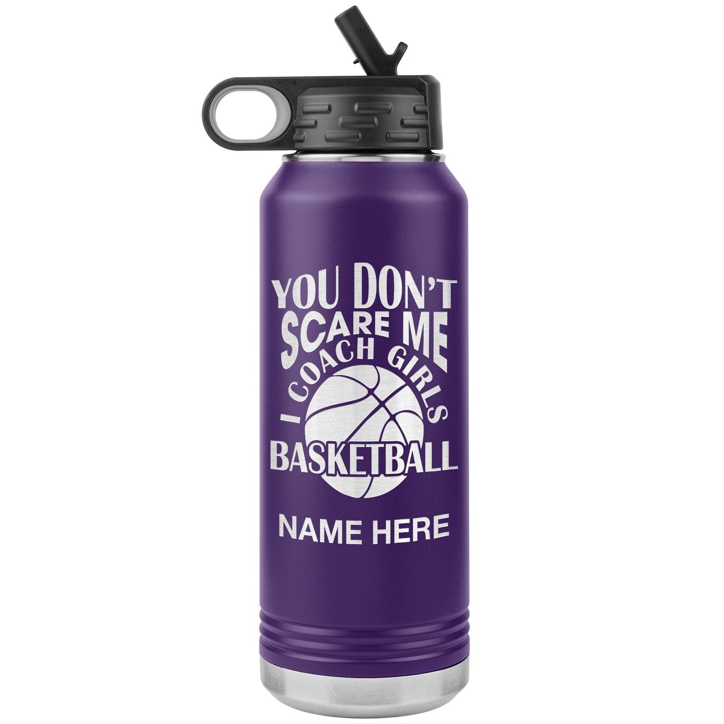 Custom Basketball Coach Water Bottle | 32oz Insulated Stainless Steel Tumbler | Personalized Laser Engraved Gift for Coaches and Athletes