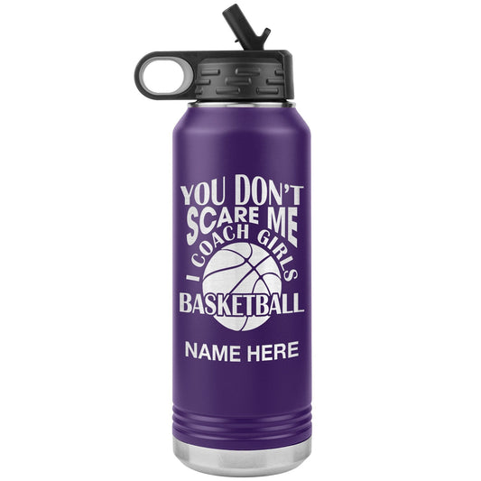 Custom Basketball Coach Water Bottle | 32oz Insulated Stainless Steel Tumbler | Personalized Laser Engraved Gift for Coaches and Athletes