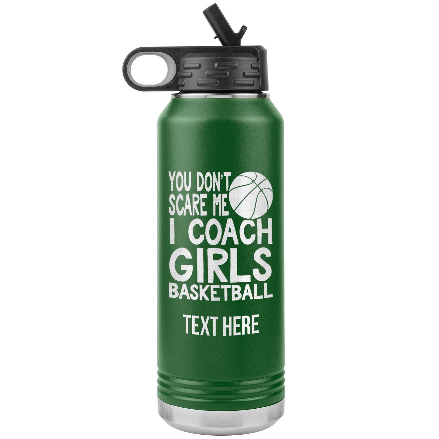 Personalized Basketball Water Bottles - Custom Engraved Stainless Steel Tumbler for Coaches & Players- Water Bottle Gift with Straw.
