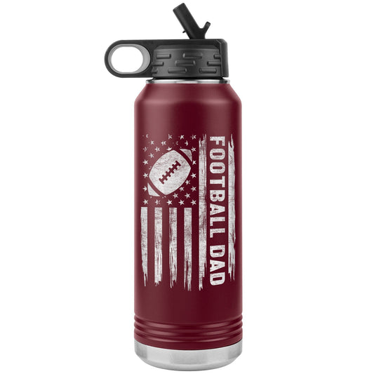 Custom Football Water Bottle: Laser Etched Insulated Tumbler, Coach Gift