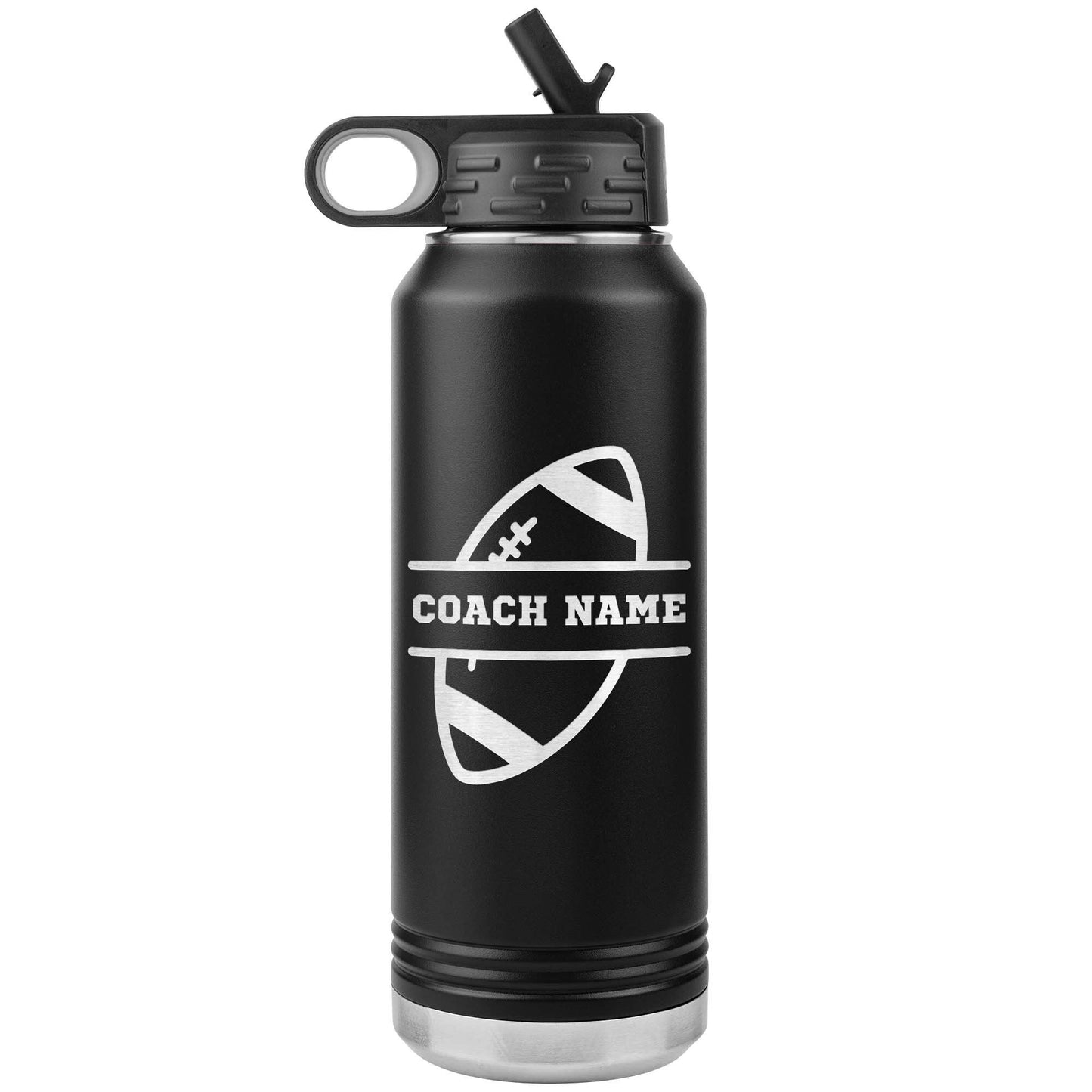 Custom Football Coach Water Bottle: Laser Etched Insulated Tumbler