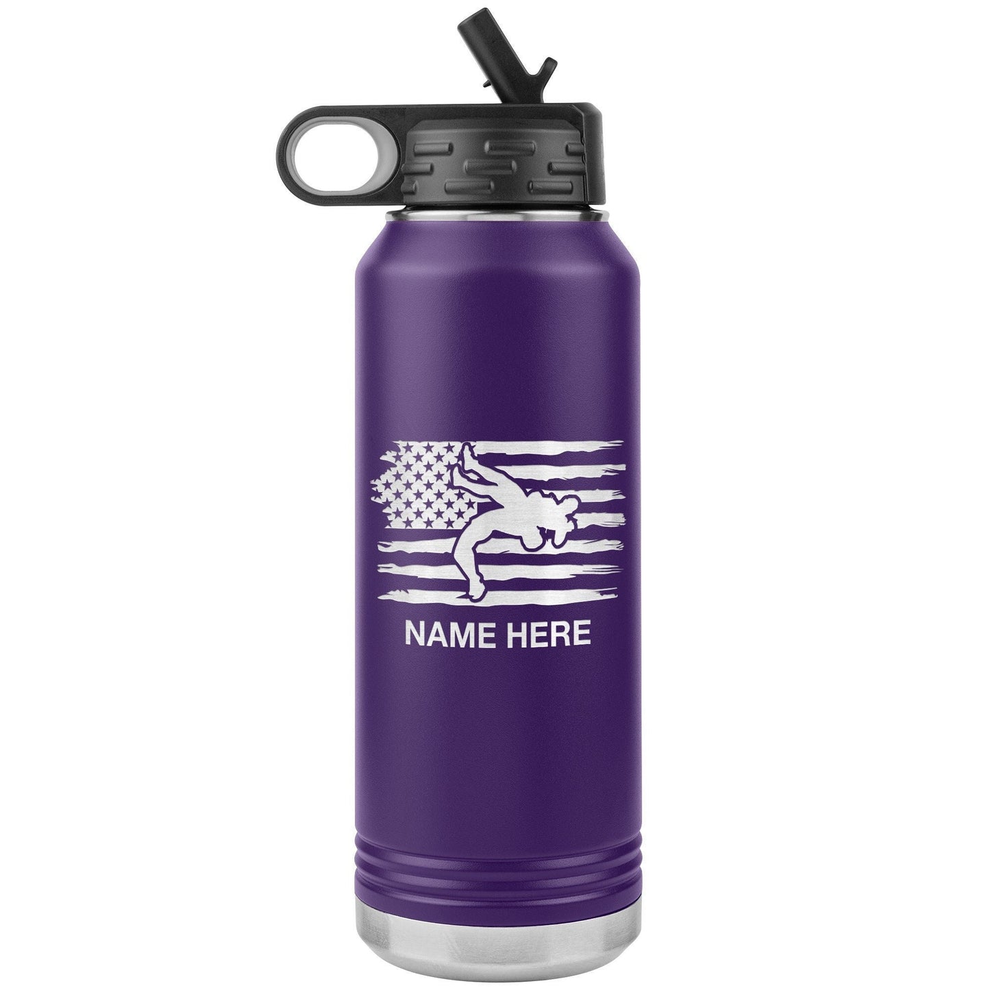 Personalized Wrestling Water Bottle: Laser Etched Insulated Tumbler, Coach Gift