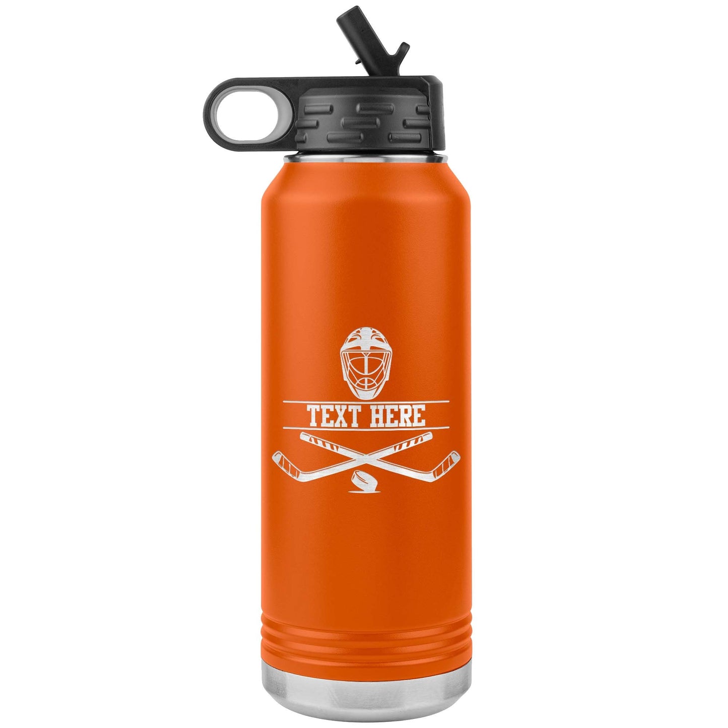 Custom Hockey Player Water Bottle: Laser Etched Insulated Tumbler