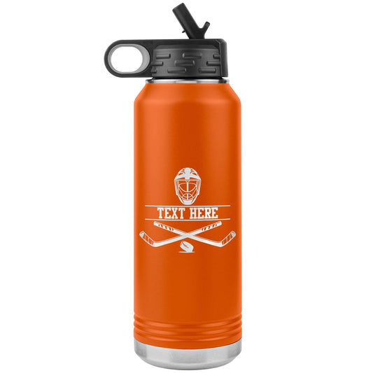 Custom Hockey Player Water Bottle: Laser Etched Insulated Tumbler