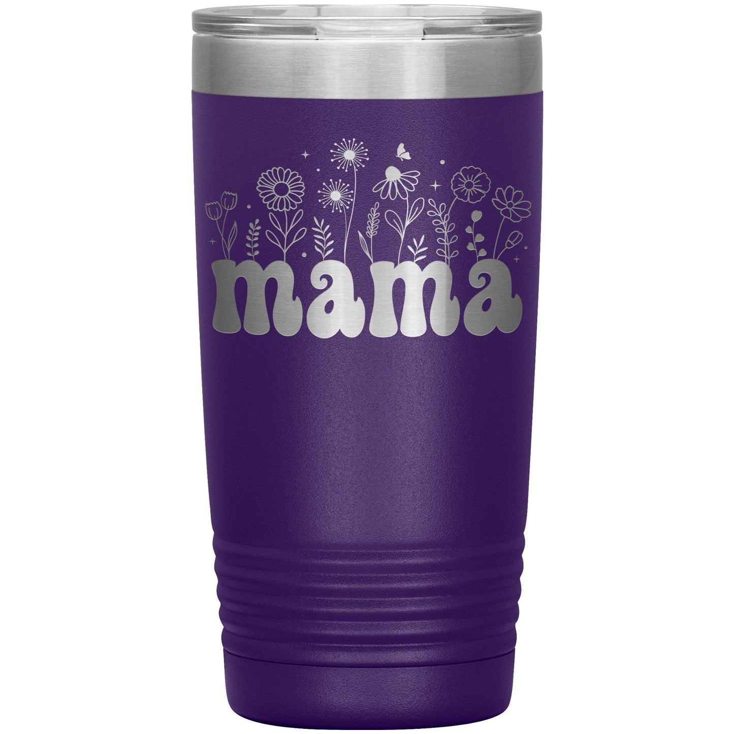 Floral Mama Coffee Tumbler: Personalized Insulated Stainless Steel Mug
