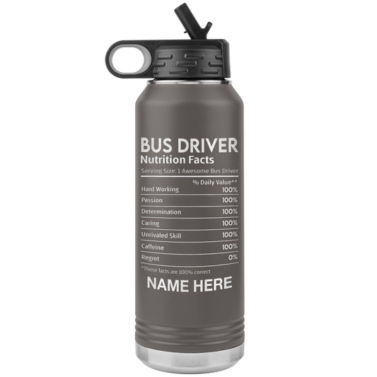Personalized Bus Driver Water Bottle: Engraved Stainless Steel Tumbler