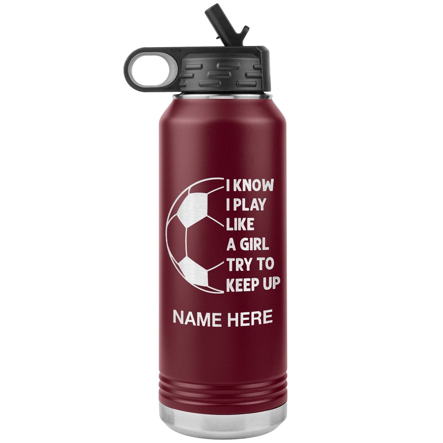 Custom Soccer Coach Water Bottle: Laser Etched Insulated Tumbler