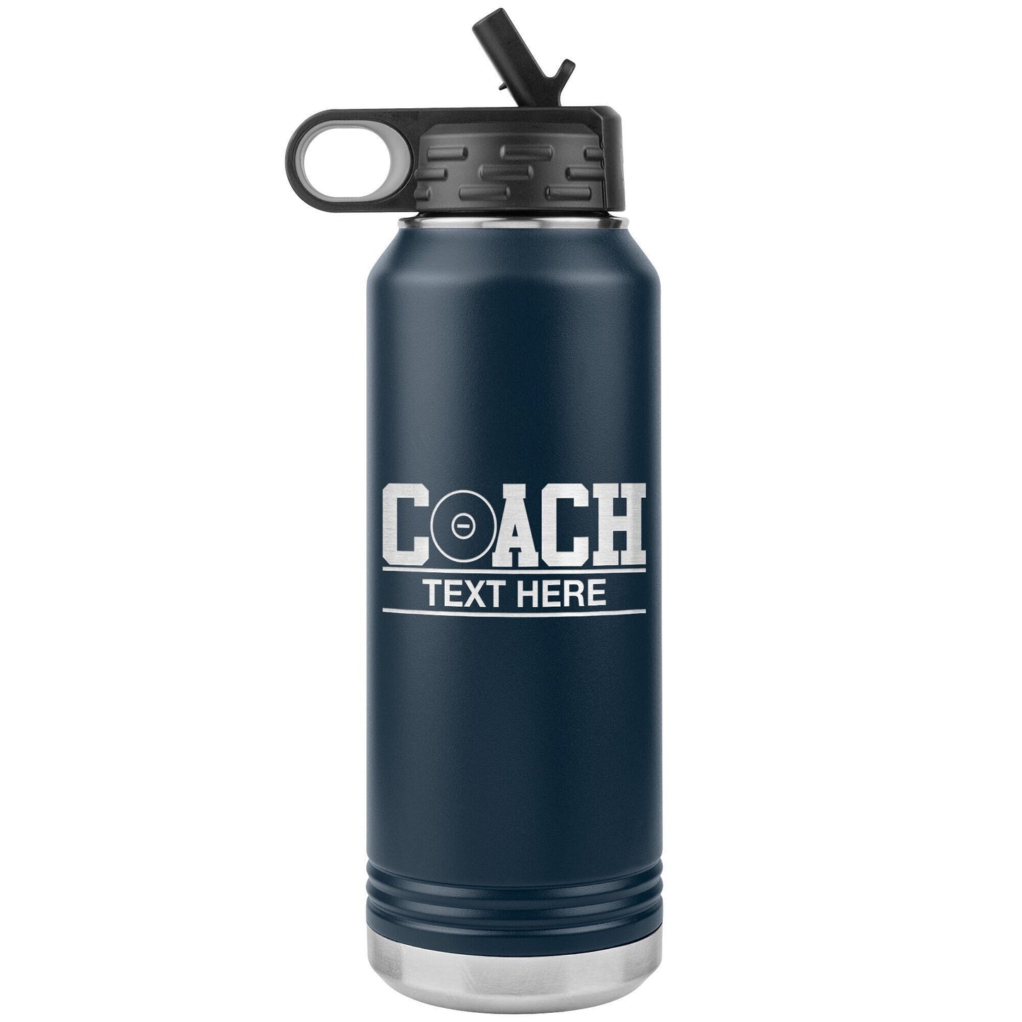Custom Hockey Coach Water Bottle: Laser Etched Insulated Tumbler