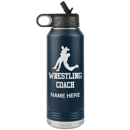 Personalized Wrestling Coach Water Bottle: 32oz Insulated Tumbler