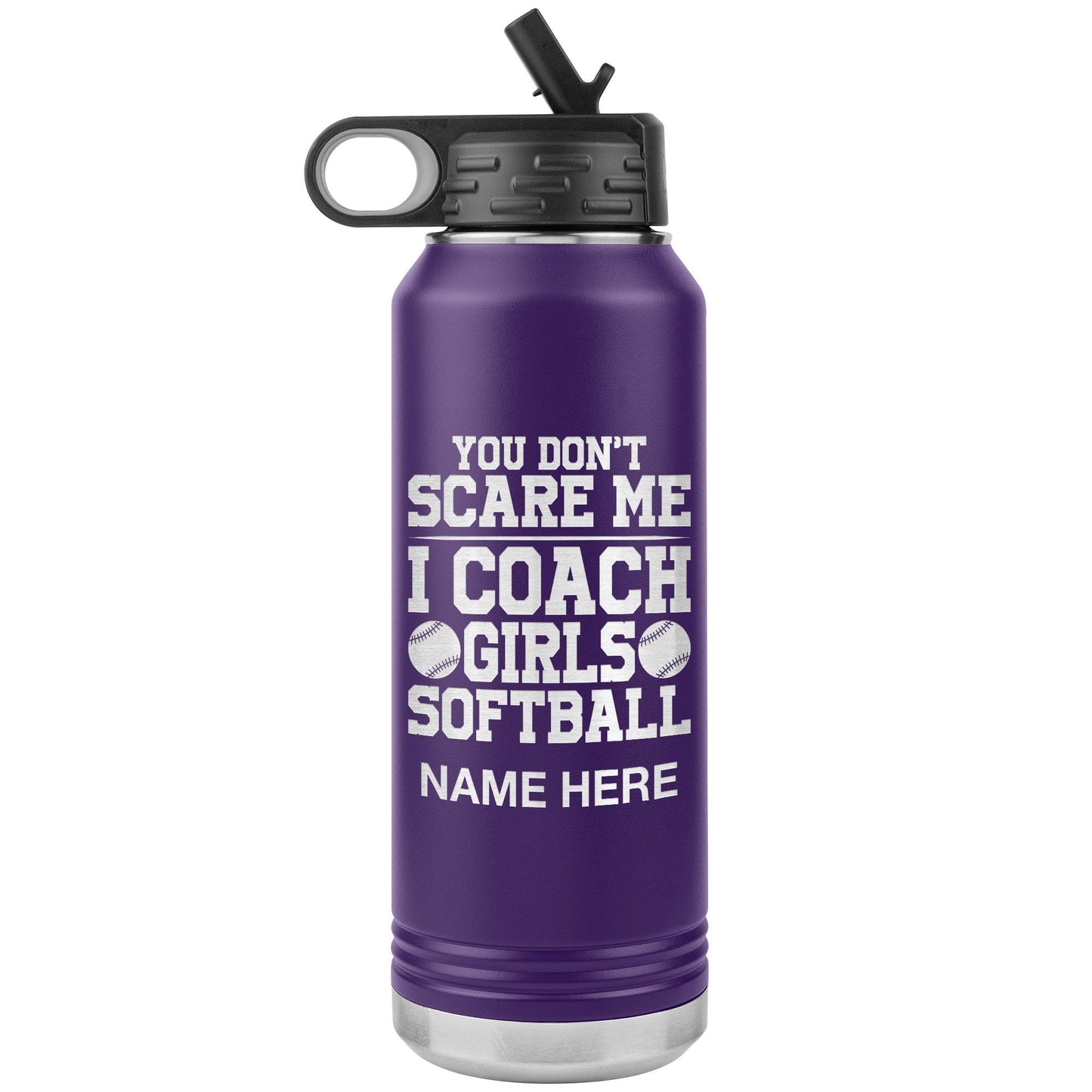 Custom Softball Coach Water Bottle: Laser Etched Insulated Tumbler