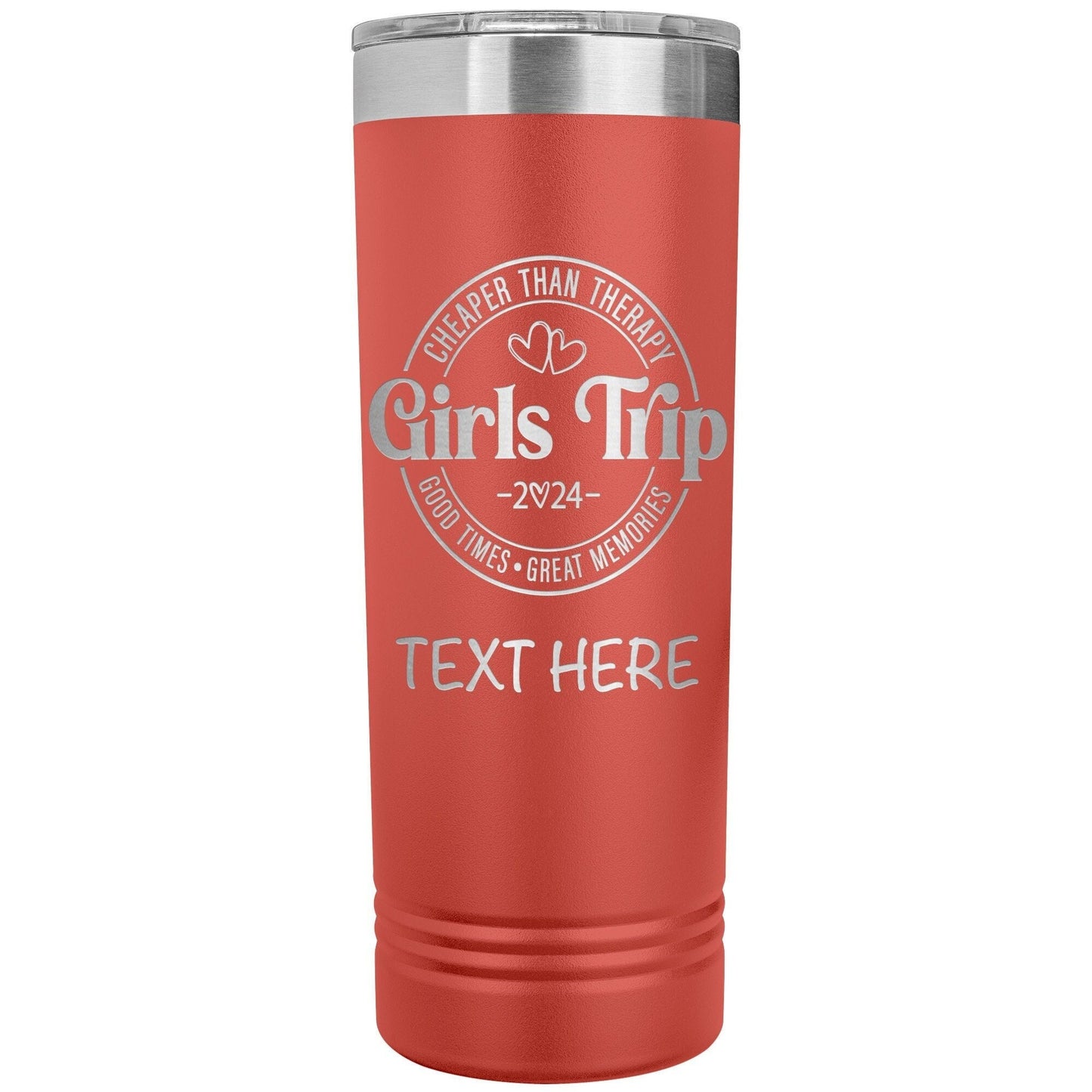 Personalized Girls Trip Tumbler: Engraved Stainless Steel Vacation Cup