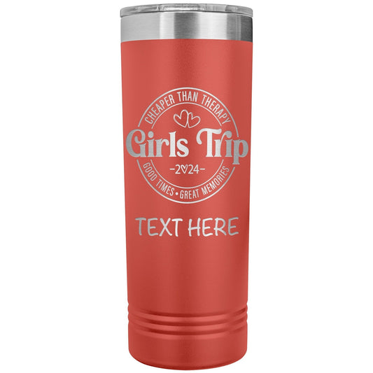 Personalized Girls Trip Tumbler: Engraved Stainless Steel Vacation Cup