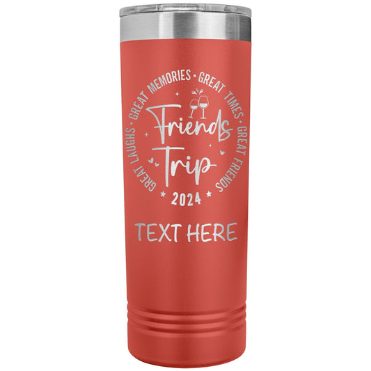 Personalized Friends Trip Tumbler 22oz Stainless Steel Vacation Cup | Insulated, Laser Engraved, Cruise Family & Girl's Trip Gift