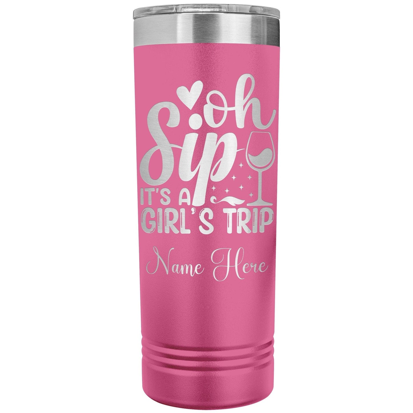 Personalized Girls Trip Tumbler: Engraved Stainless Steel Vacation Cup