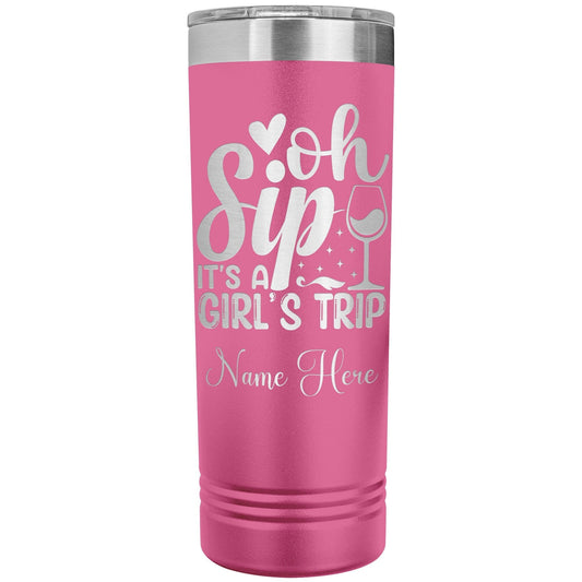 Personalized Girls Trip Tumbler: Engraved Stainless Steel Vacation Cup