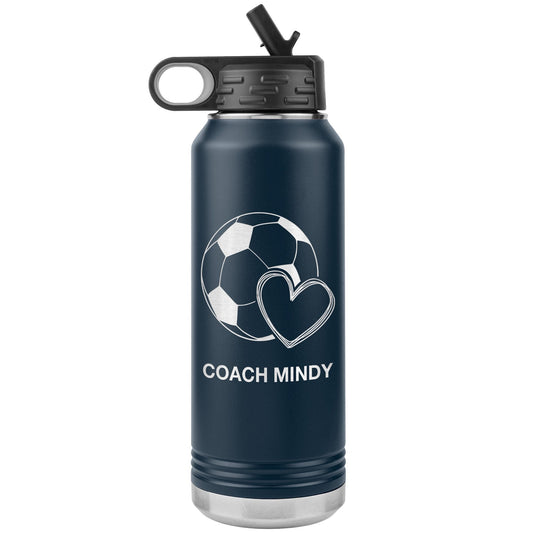 Custom Soccer Coach Water Bottle: Laser Etched Insulated Tumbler