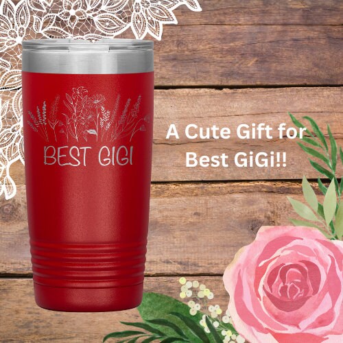 Personalized Grandma Tumbler: Custom Engraved Floral 20oz Water Bottle