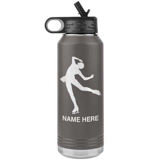 Engraved Ice Skating Water Bottle: Personalized Stainless Steel Tumbler