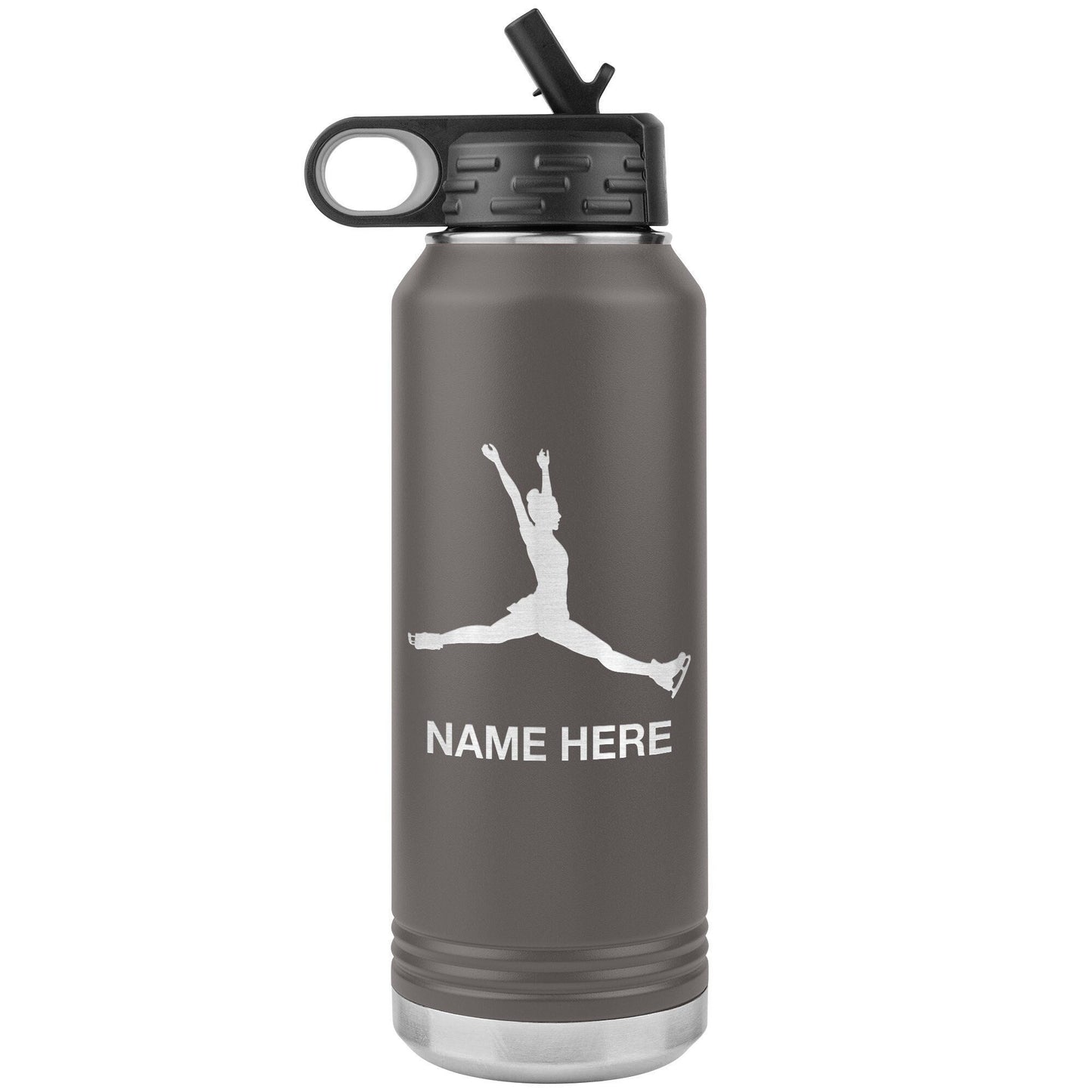 Personalized Ice Skating Water Bottle: Engraved Stainless Steel Tumbler