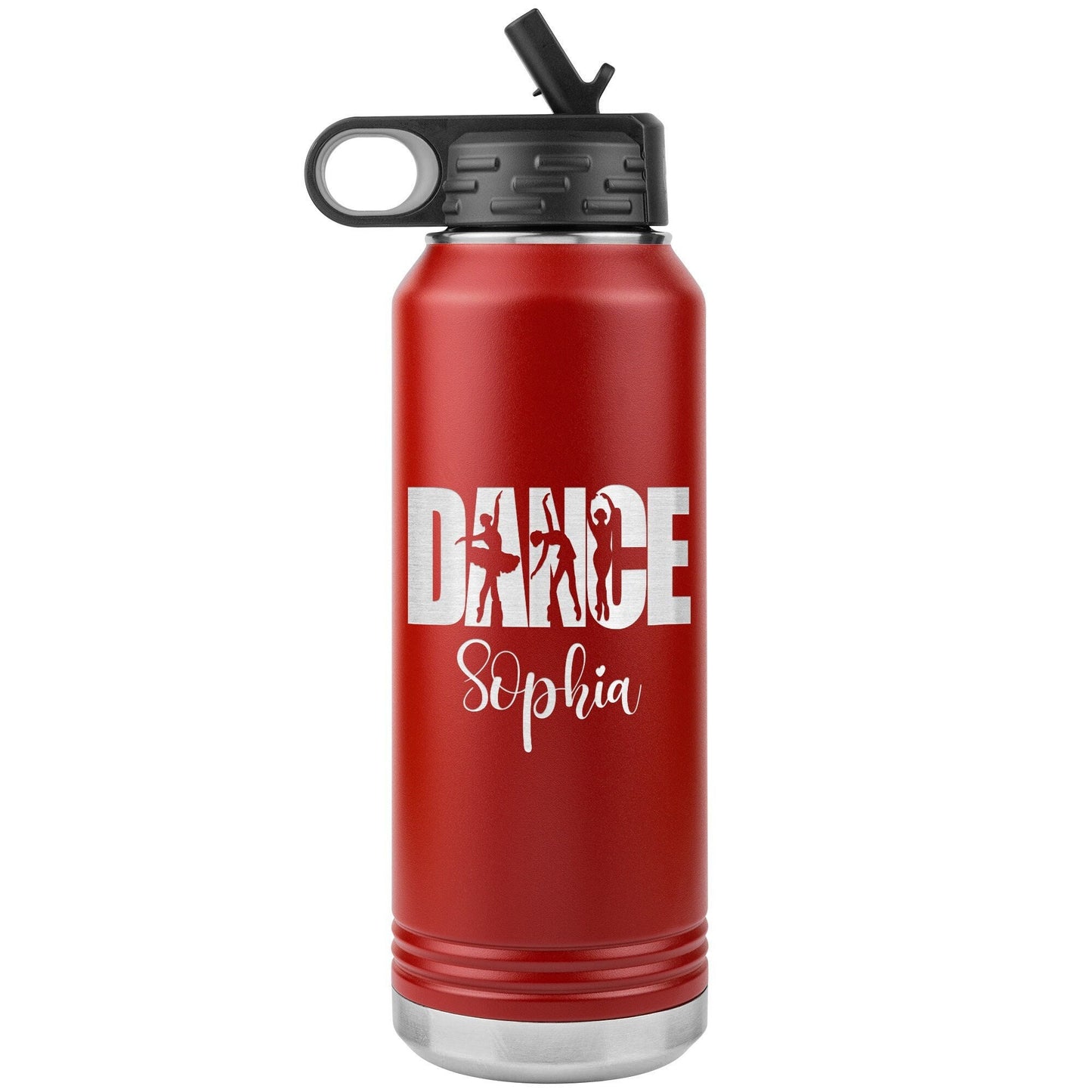 Personalized Engraved Stainless Steel Water Bottle with Straw