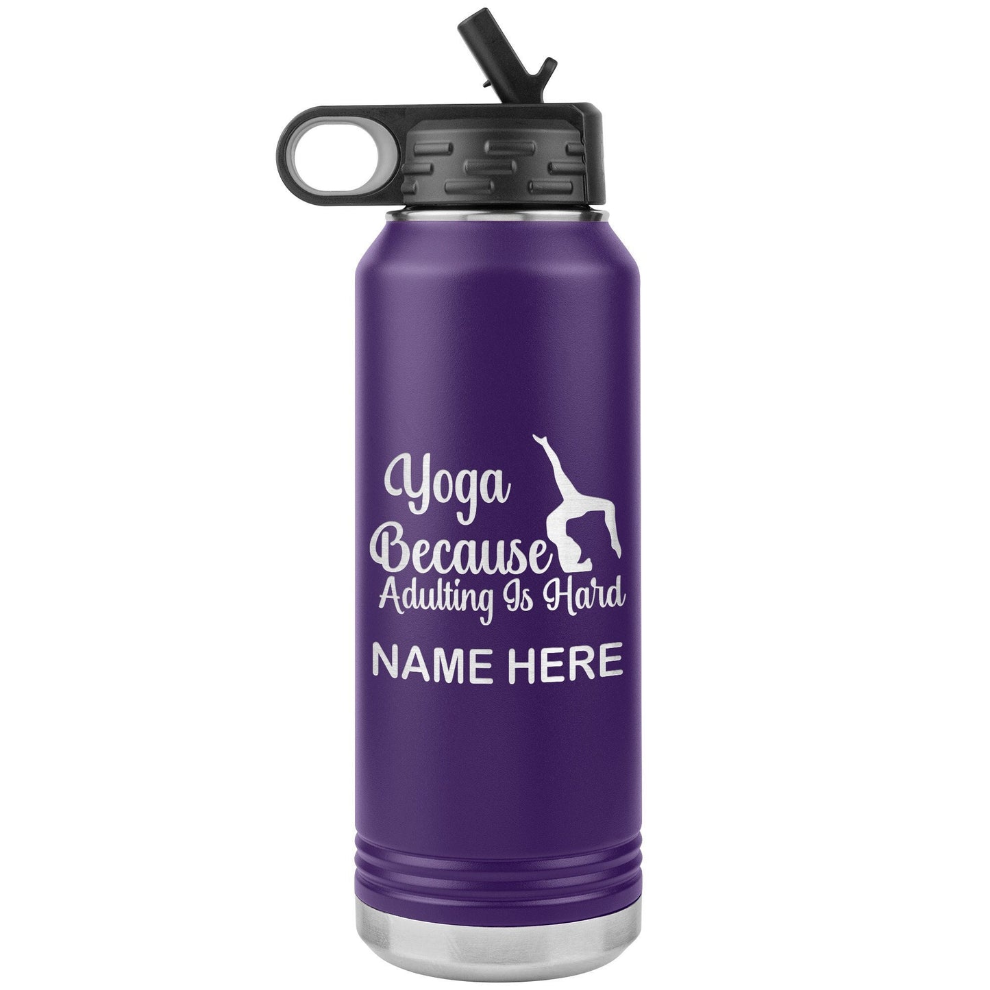 Engraved Stainless Steel Water Bottle with Straw: Personalized Sport Bottle