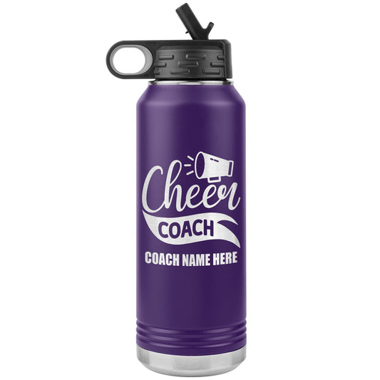 Personalized Cheerleader Water Bottle, Engraved Stainless Steel Cheer Water Bottle with Straw, Custom Etched Sports Bottle for Cheerleaders