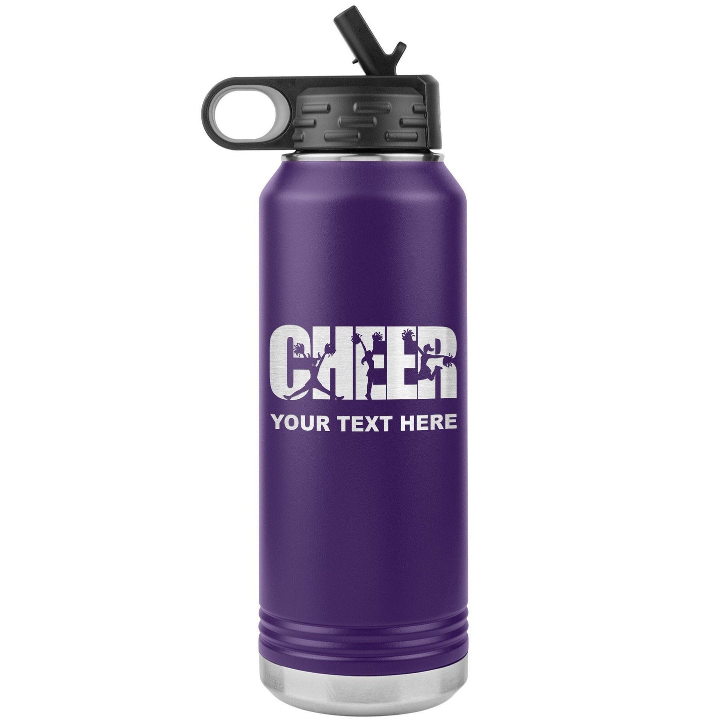 Personalized Cheerleader Water Bottle, Engraved Stainless Steel Cheer Water Bottle with Straw, Custom Etched Sports Bottle for Cheerleaders