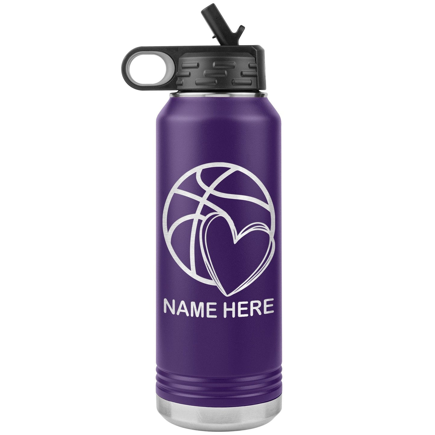 Personalized Basketball Coach Water Bottle | Laser Etched 32oz Insulated Tumbler | Custom Name Gift for Coaches & Team Members