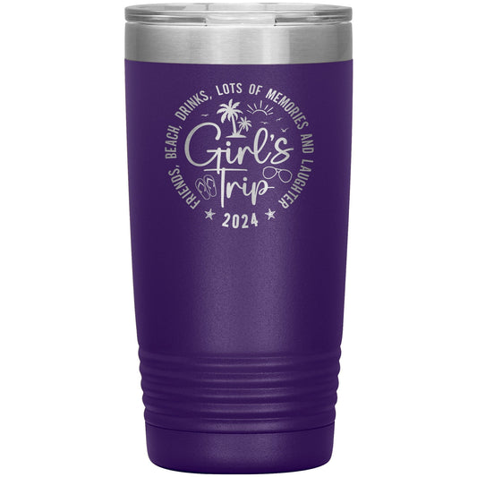 Personalized Girls Trip Tumbler: Engraved Stainless Steel Vacation Cup