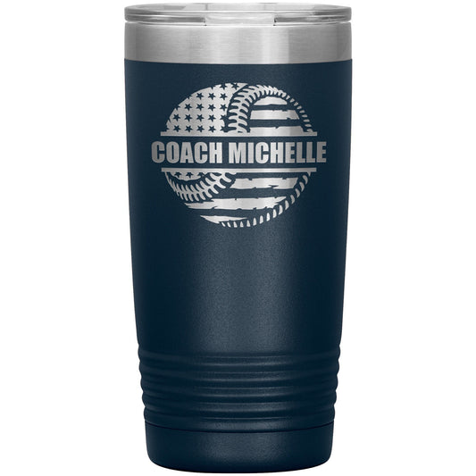 Custom Softball Coach Tumbler: Laser Etched Insulated Water Bottle