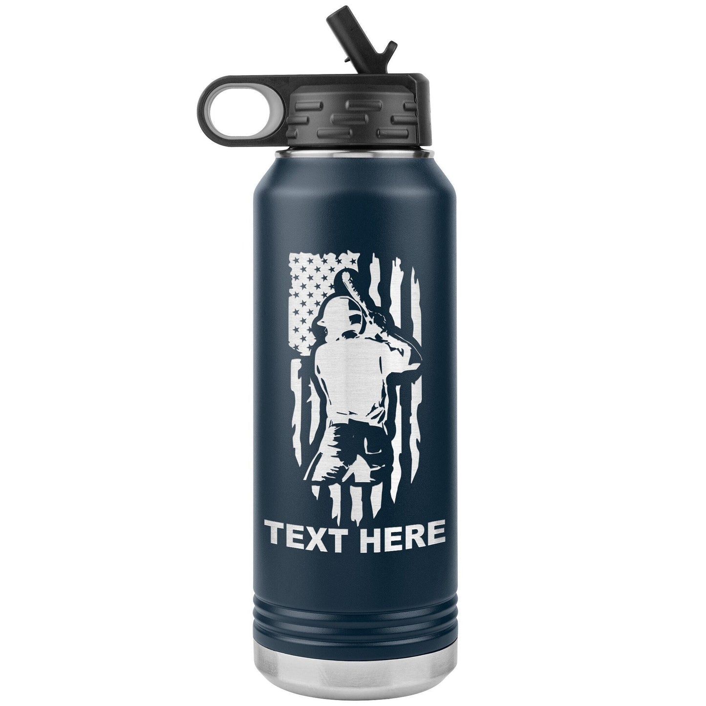 Personalized 32oz Stainless Steel Bottle | Engraved Insulated Bottle Flip Top Lid, Straw | Gift for Athletes, Coaches, Softball Players