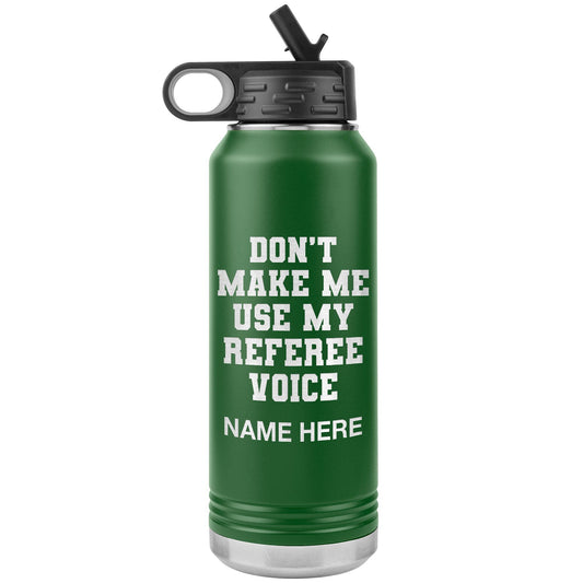 Personalized Referee Water Bottle: 32oz Insulated Tumbler Travel Mug