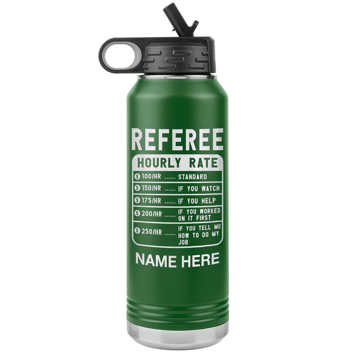 Personalized Referee Water Bottle: Engraved Stainless Steel Tumbler