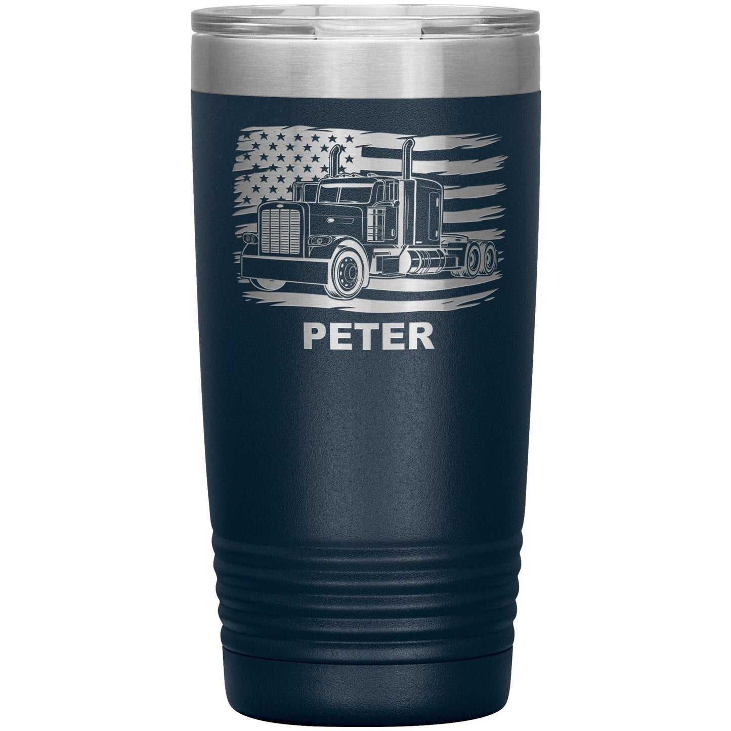 Personalized Trucker Tumbler: US Flag 20oz Insulated Cup