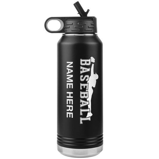 Custom Laser Etched Softball Water Bottle | Insulated 32oz Stainless Steel Tumbler Gift for Softball Players & Coaches